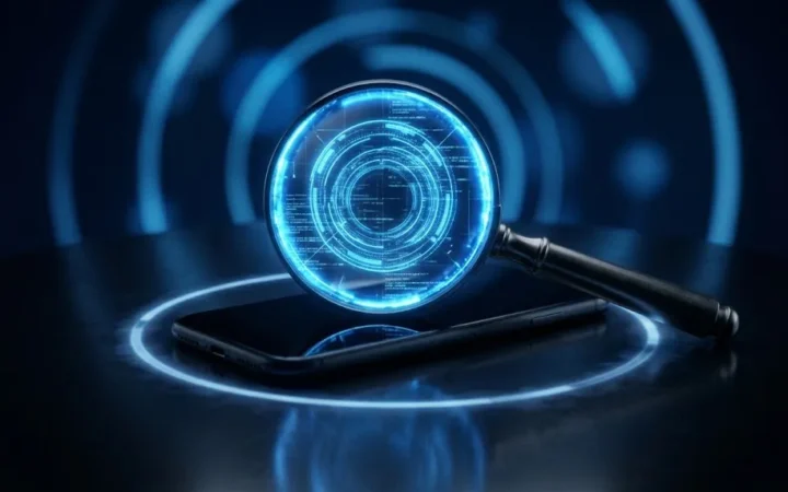 Desabilitamos sua conta Instagram o que significa: lupa analisando smartphone apagado